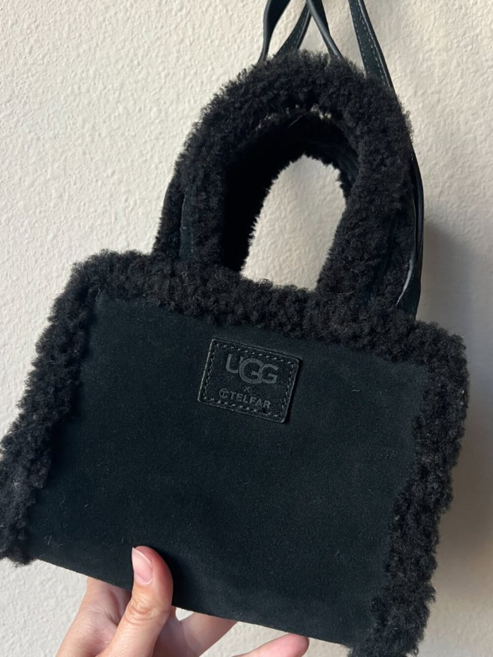 Telfar x Ugg Black Suede Shearling Crossbody Bag - Picture 2 of 7